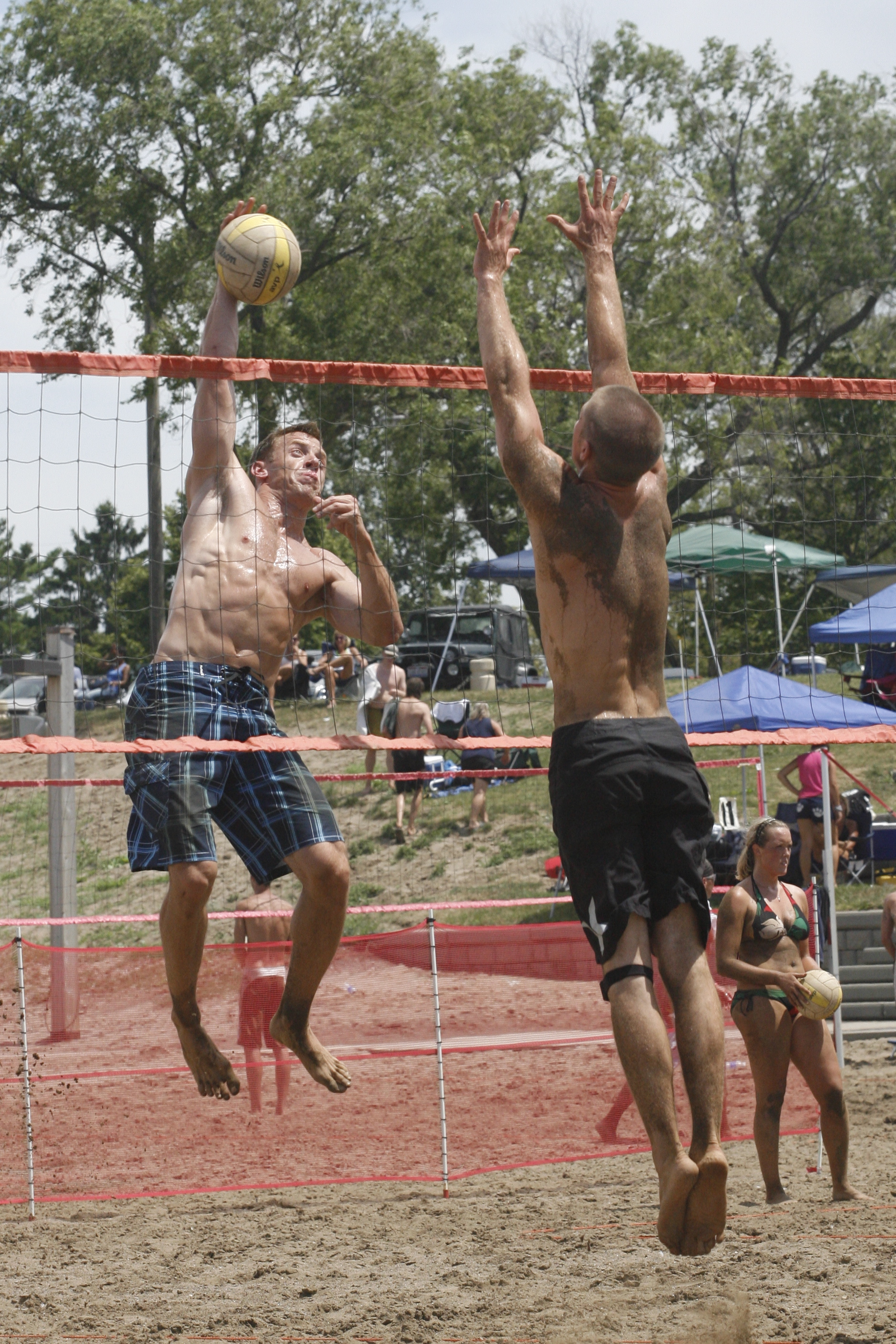 Two volleyball players during the annual Volleyball Tournament