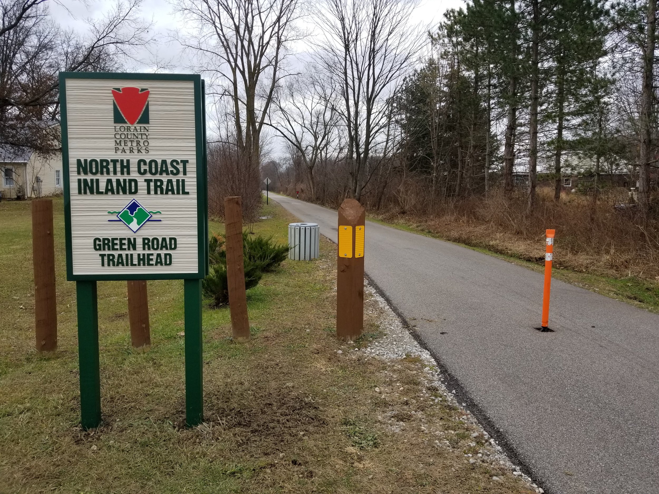 Green Road Trailhead at the county line between Lorain and Huron Counties (~mile 29)