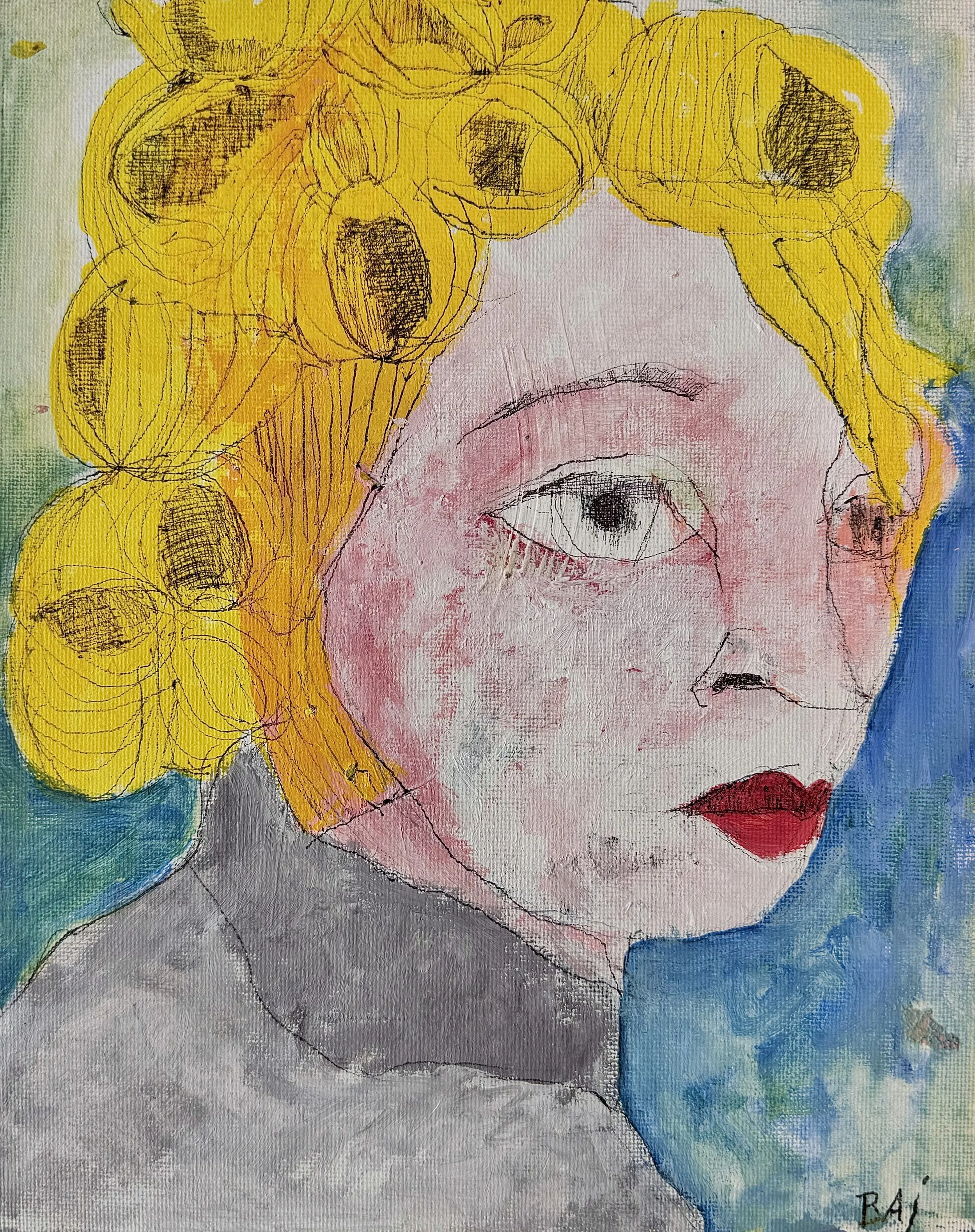 Portrait of Woman with Curly Hair