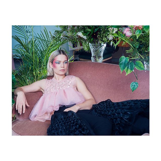 @asajerl in a pink swarovski embroidered tulle top from the &quot;Fleurs&quot; collection. Paired with black smock work trouwers from &quot;Instinct/Extinct&quot;. The backdrop is our loveley atelier/maison.

Photo: @sb.events__architecture 
Mua: @sc