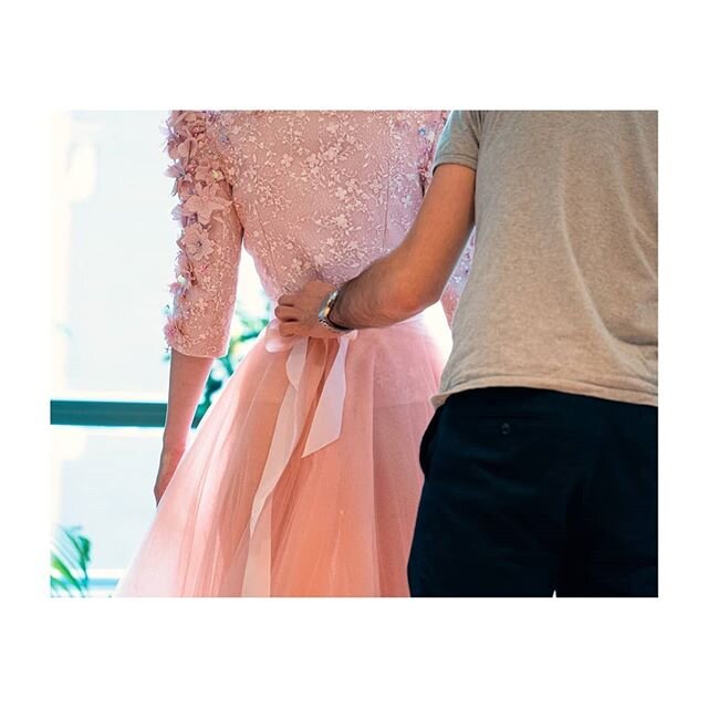 Almost Christmass. And we're celebrating by sharing these beautifull shots by @sb.events__architecture. 
@asajerl wearing the winter version of the pink pastel &quot;Fleurs&quot; dress, paired with a
hand-embroidered lace and laser cut jacket adorned