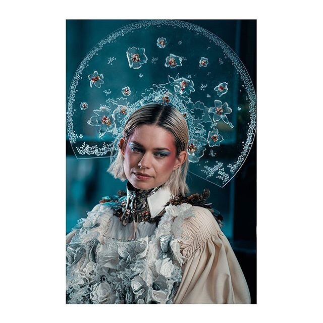 Close-up of @asajerl in a Russian inspired headpiece.

All aplliqu&eacute;s are done by hand and the other details are hand embroideries and hand-sewn smock pleats. 
Shot by: @sb.events__architecture 
MUA by: @scandilouse
Dog: My favorite baby: Gini 