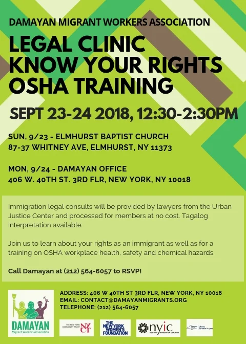 Legal Clinic, Immigration Rights &amp; OSHA Training 