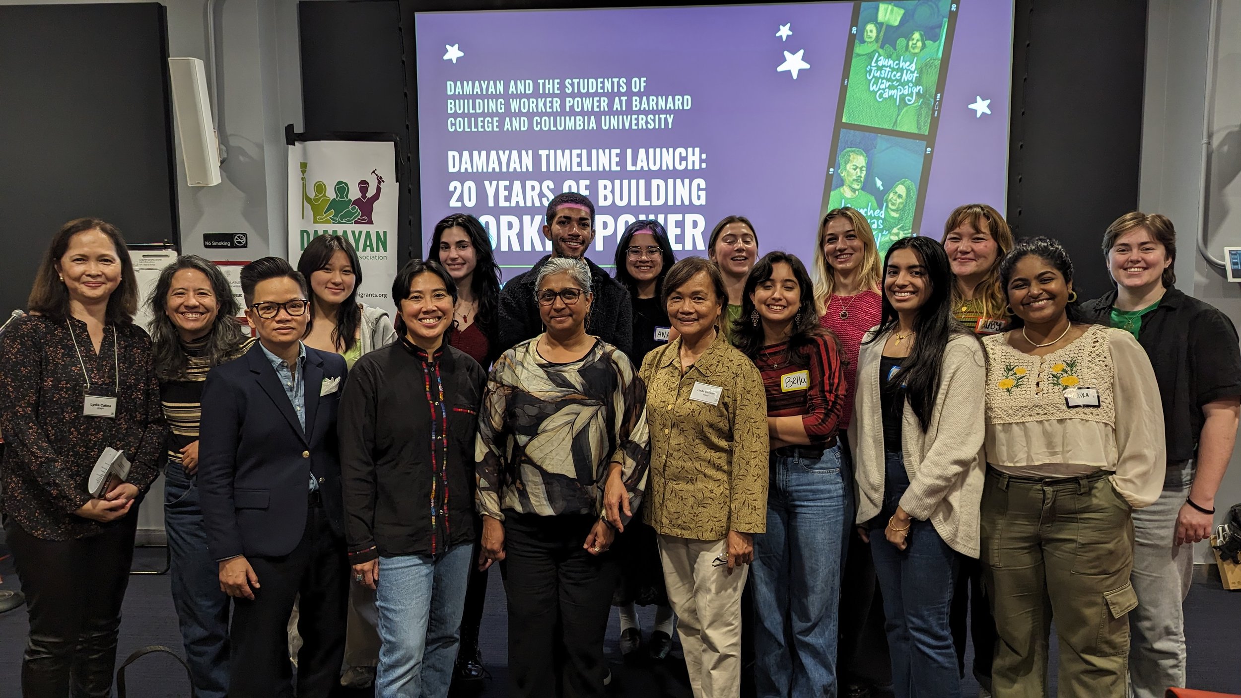 Barnard College’s “Building Worker Power” class for the “Damayan Timeline Launch”