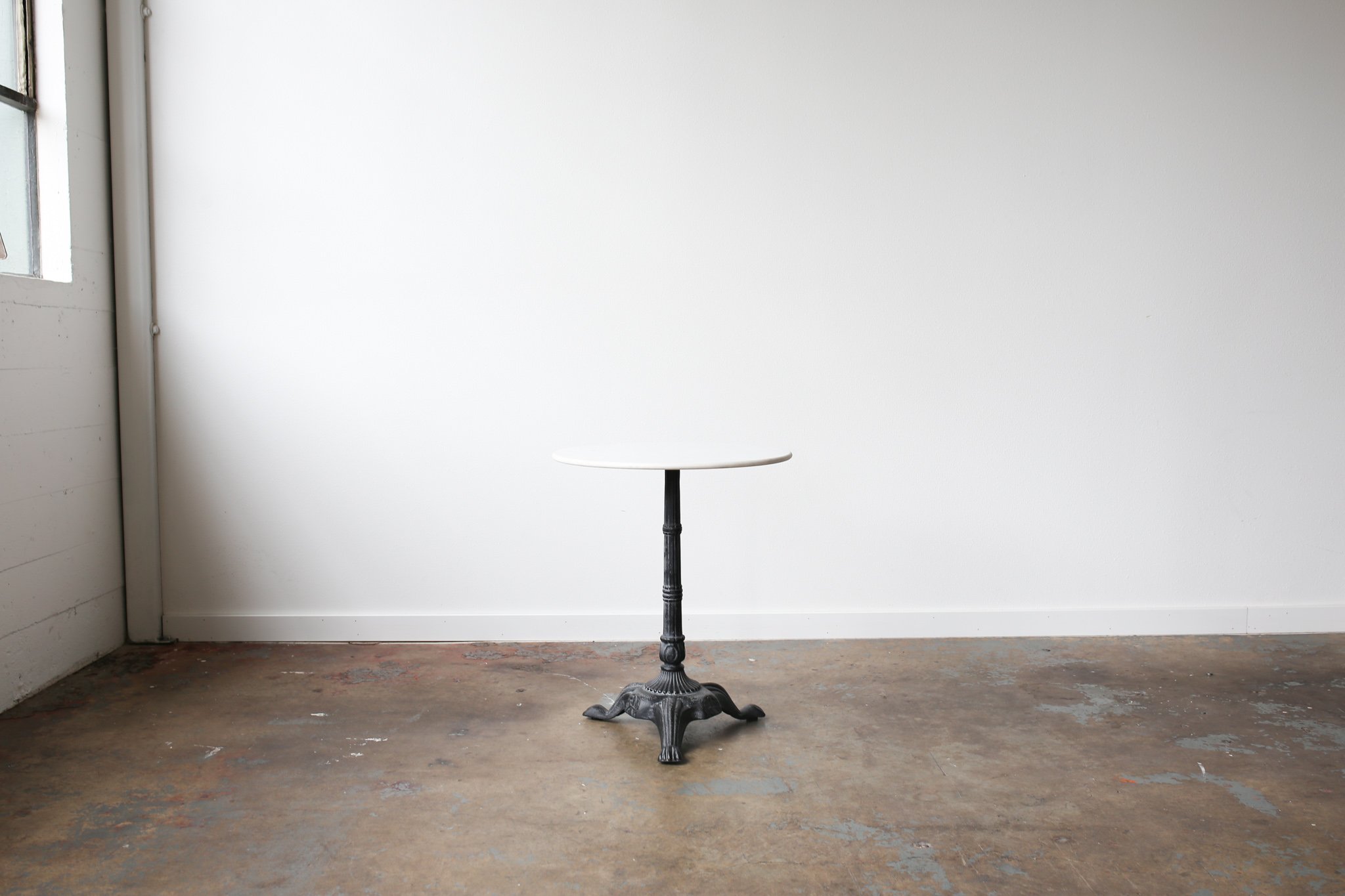 Side Table With Marble Top and Black Base