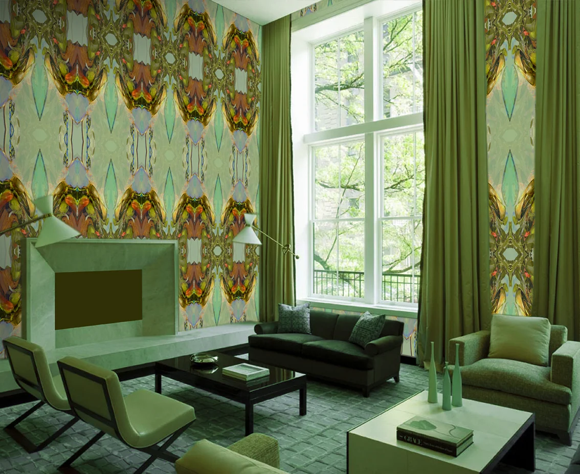 Endymion 3 wallpaper in mid-century modern interior