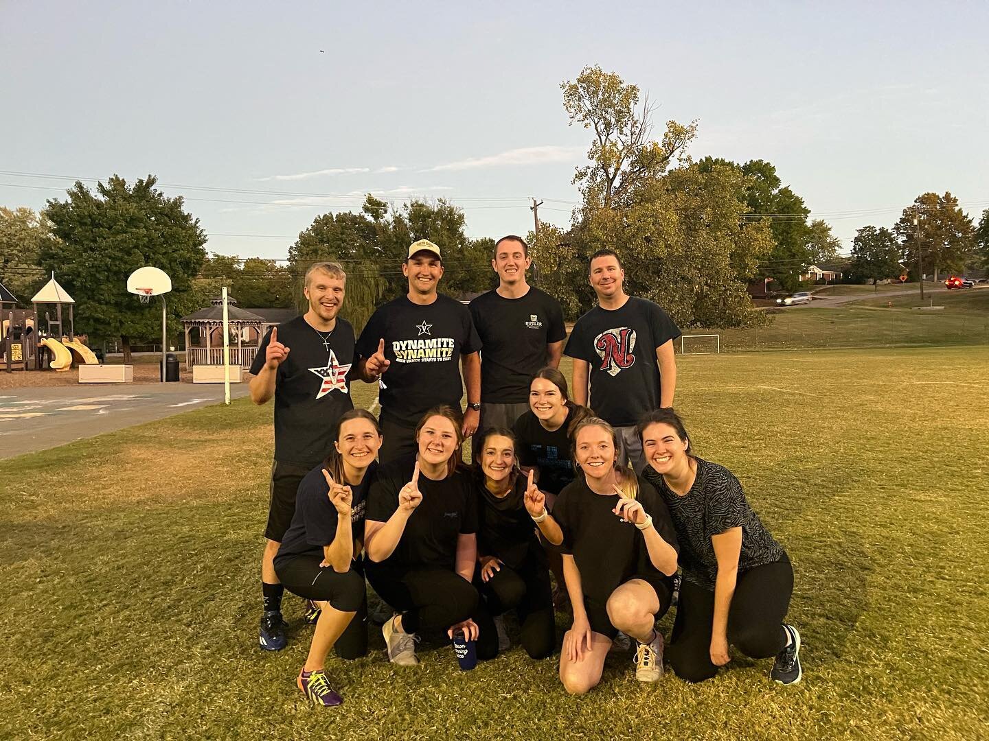 Winner winner, chicken dinner 👏🏼 St. Henry black defeated Graces Loaded this week in the YA kickball league tonight - good game!