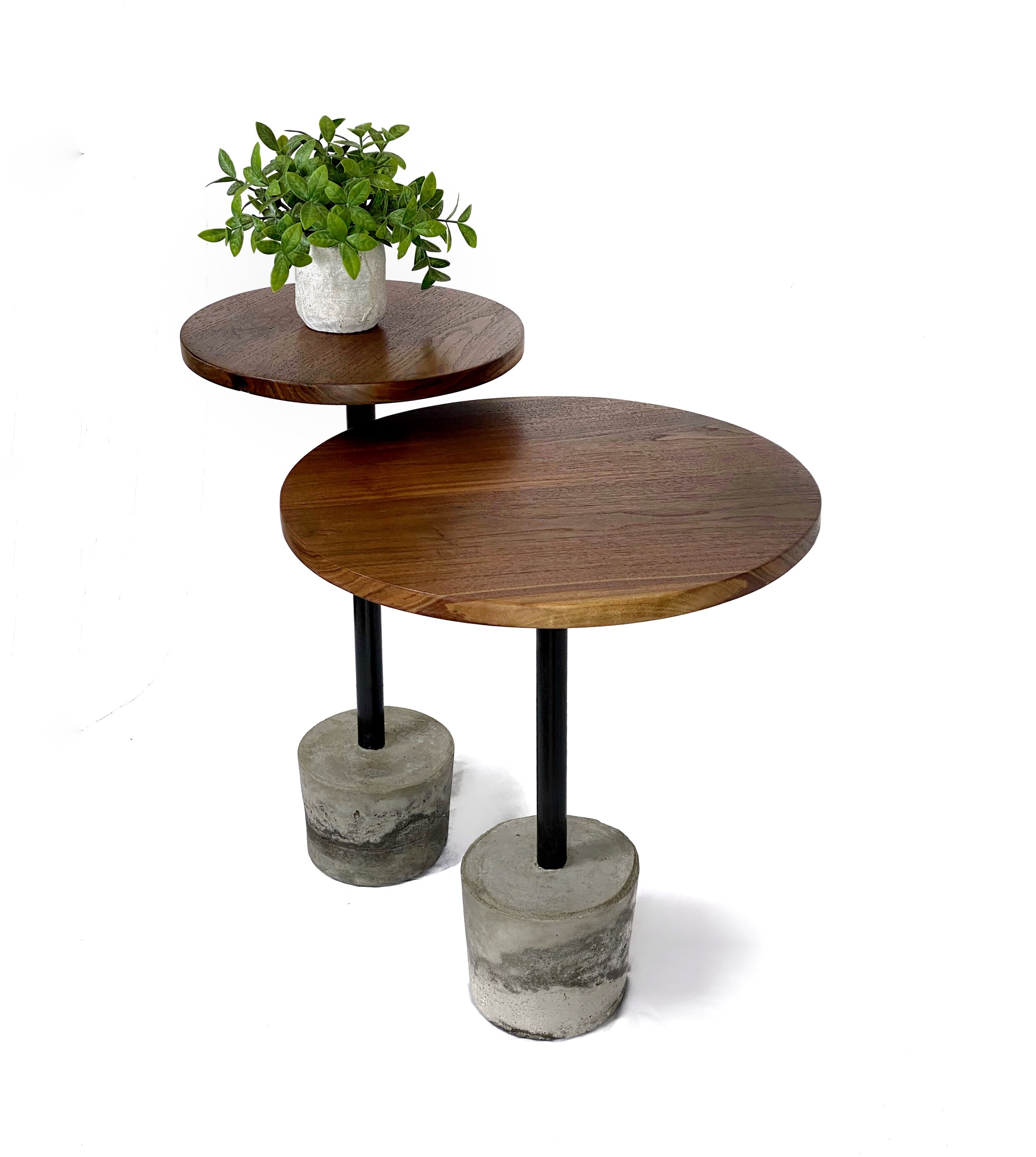Round Walnut / Concrete Nesting Tables