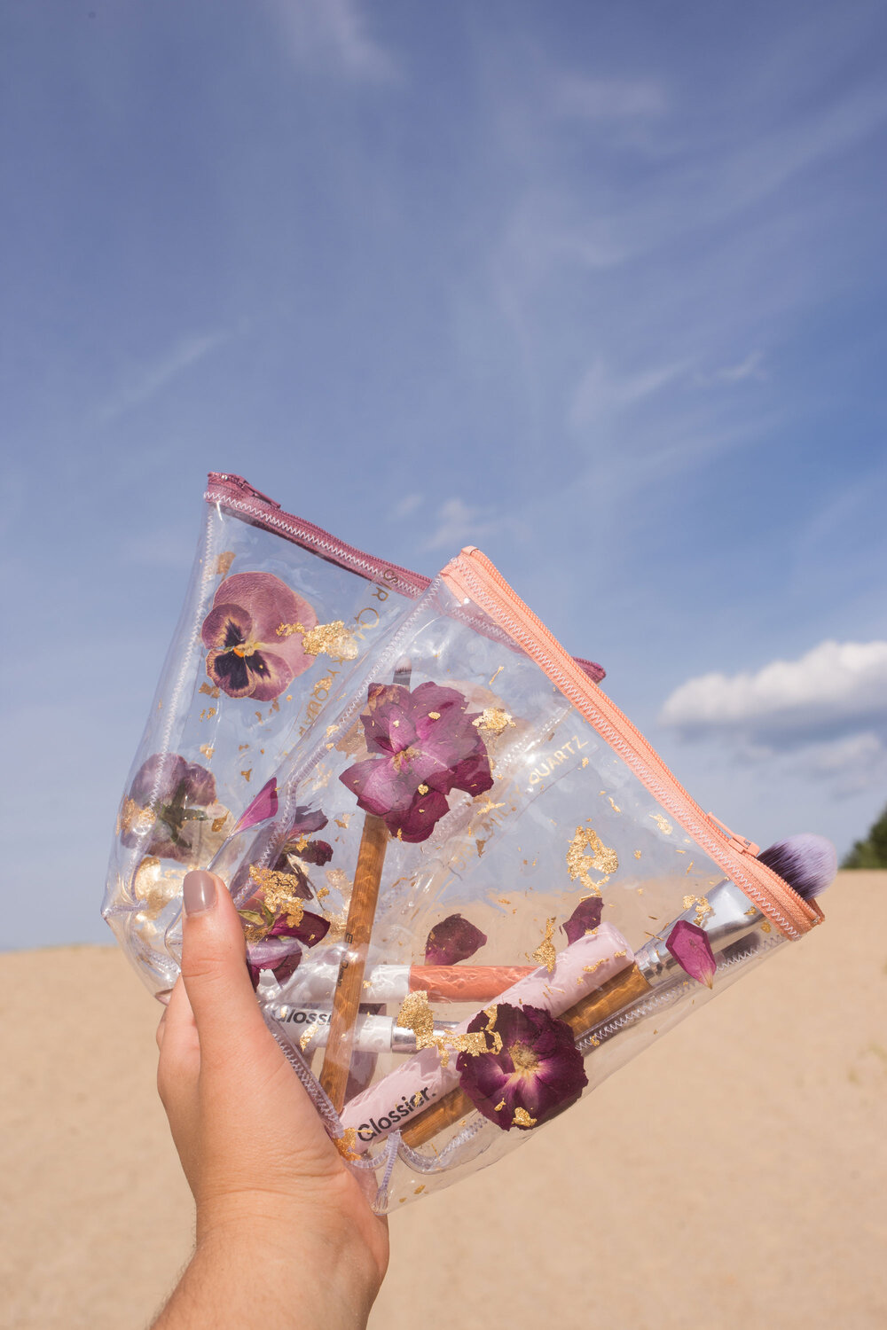 Clear Vinyl Pressed Flower Makeup Bag — Sir Milky Quartz