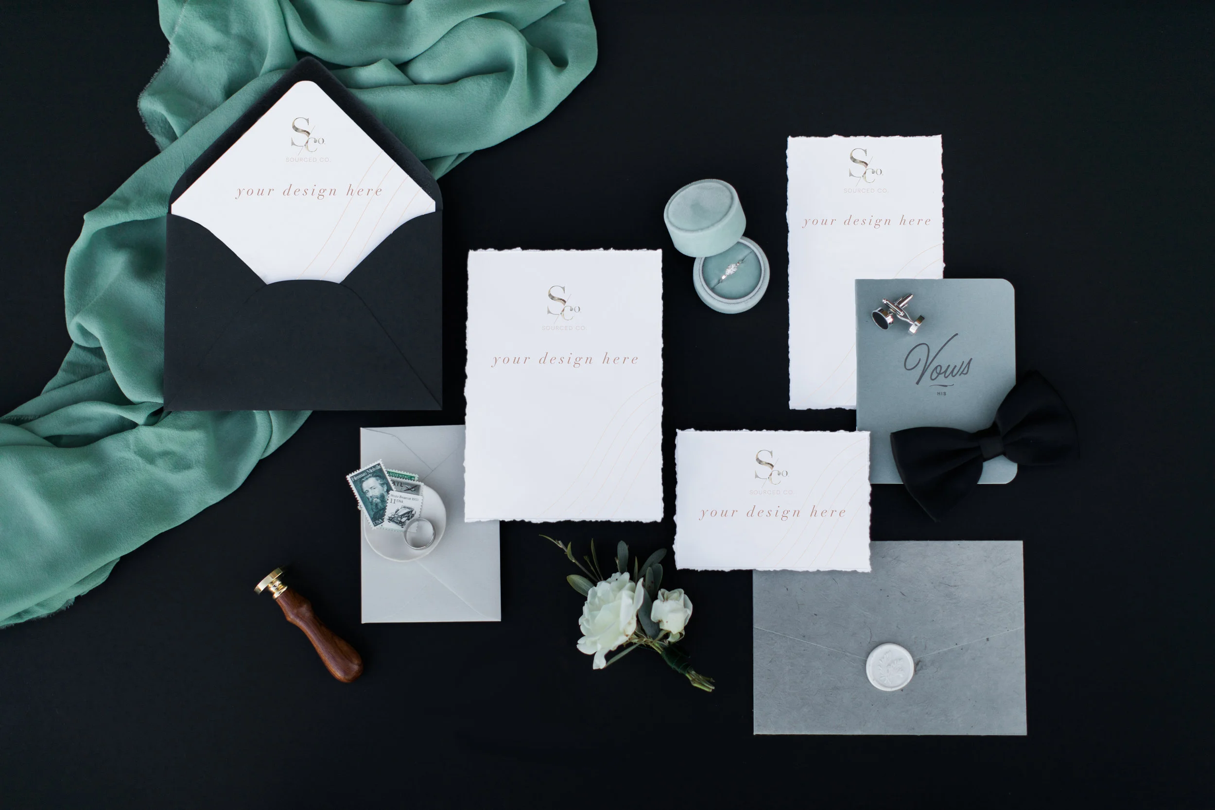 Black and White Wedding Stationery Mockup