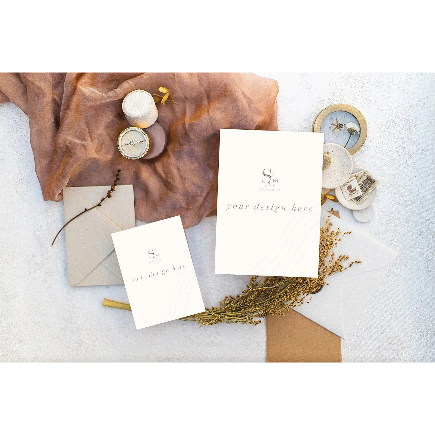 Feminine Stationery Mockup