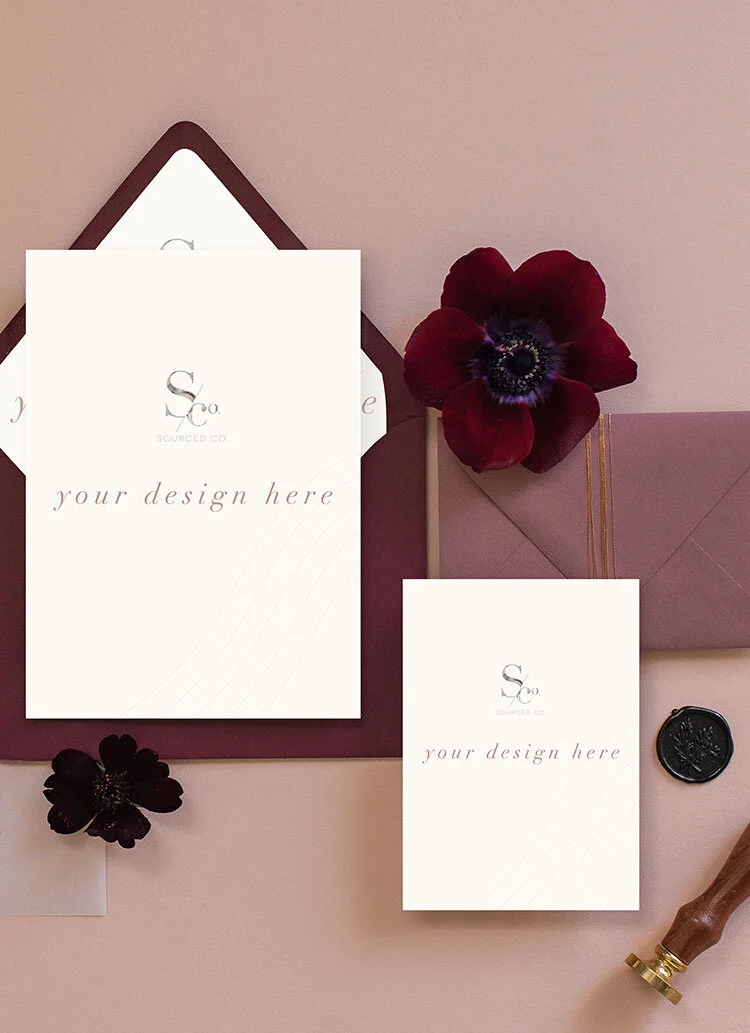 Moody Mauve Stationery Mockup
