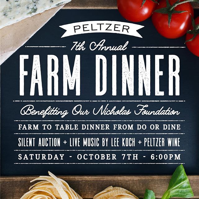 We are very excited to be a part of this incredible charity dinner for @ournicholasfoundation at @peltzerwinery Come on over and show some support! Join us for an evening of amazing wine 🍷 and handcrafted foods using the incredible bounty of the far