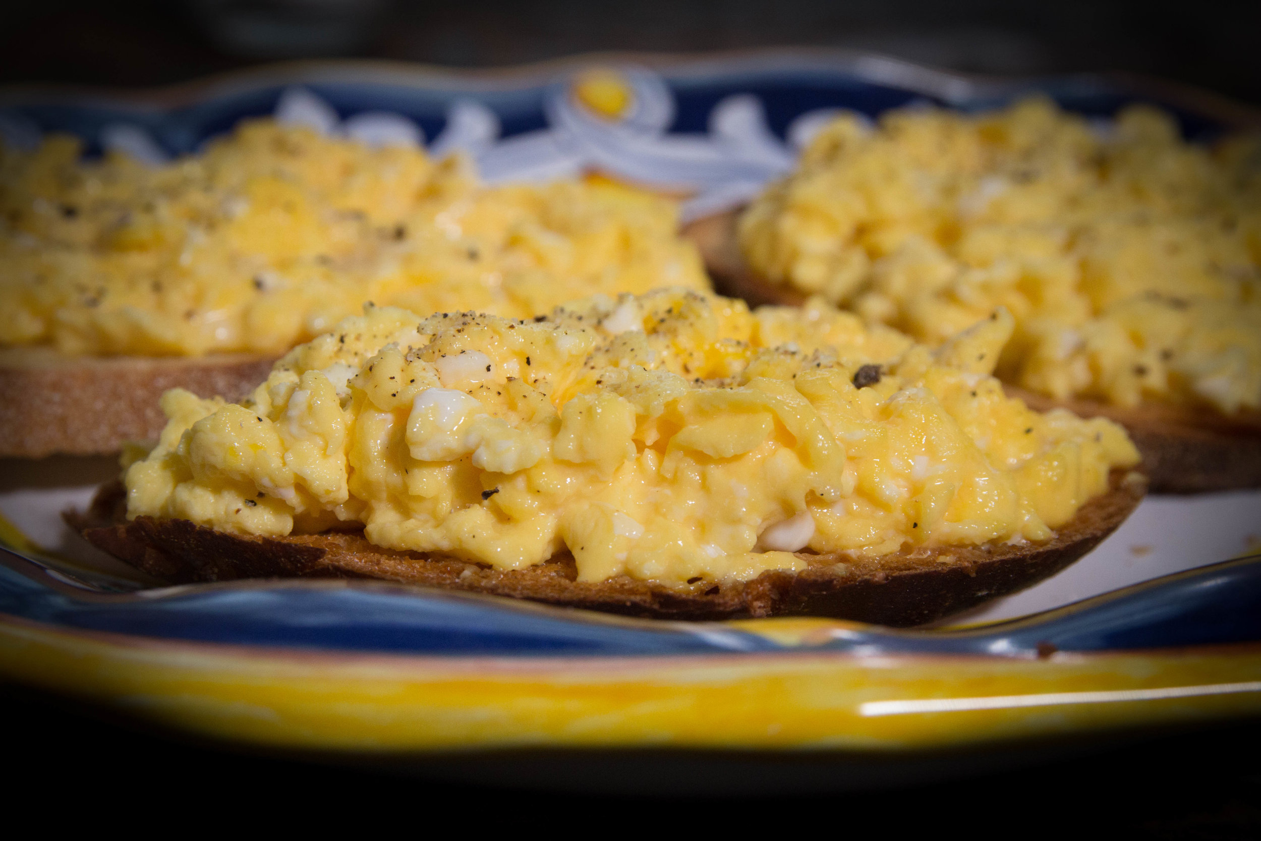 Scrambled Egg Bruschetta Food Styling photography