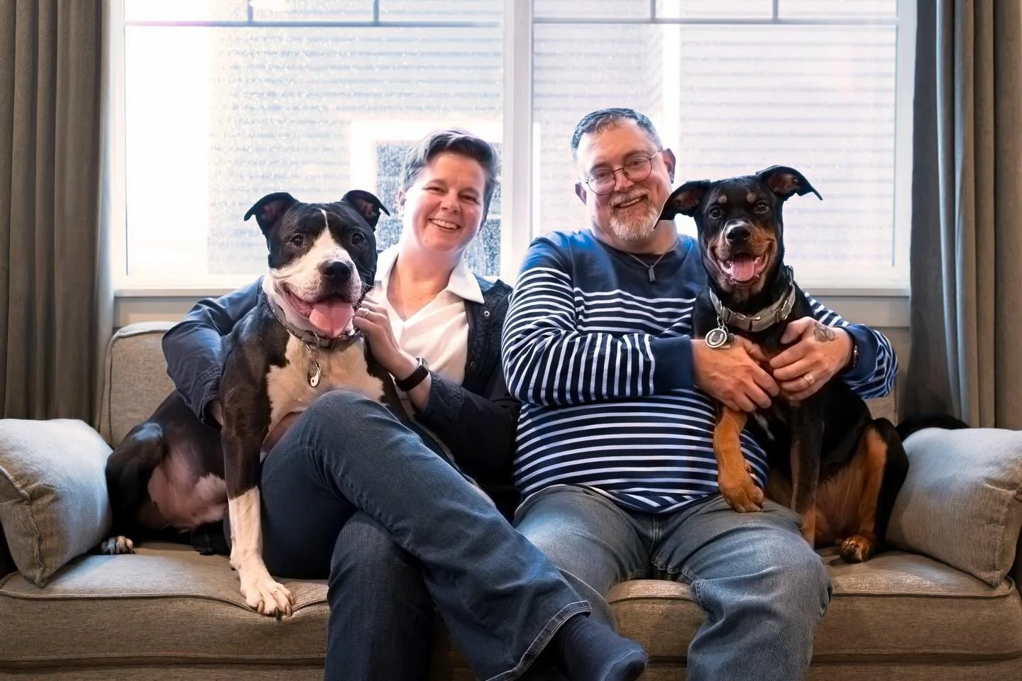 Reuben (left)
My quirky traits or tricks are:&nbsp;destroying any plushy toy in record time, getting my uncle Mike in trouble, and generally being lazy.

Trudy (right)
I blow out through my lips like a horse (Flehmen response), I know how to sneak up