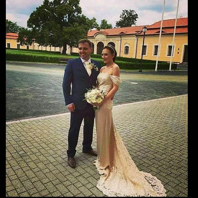 We love it when our gorgeous brides send us photos.  @harriet.andrys looking amazing in Blossom and Belle Couture on her wedding day in Prague.
#couturebride #couturegown #bespokebride #bespoketiara #couture #bespoke #silkcrepe #lace #puddletrain #ma