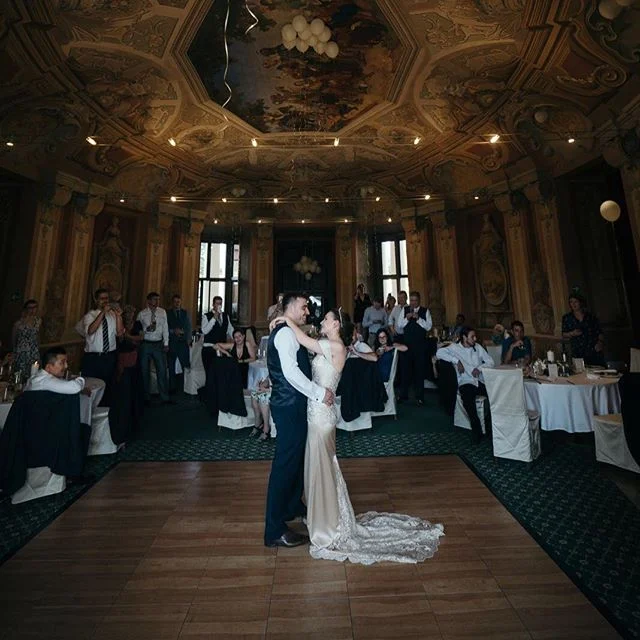 Harriet looking amazing in a liquid gold heavy crepe silk and sequinned lace gown on her wedding day in Prague.  #1920sdress #1920sinspired #couture #couturebridal #couturebride #bespoke #madetomeasure #bridal #bride #uniquebride # #prague #gatsbysty