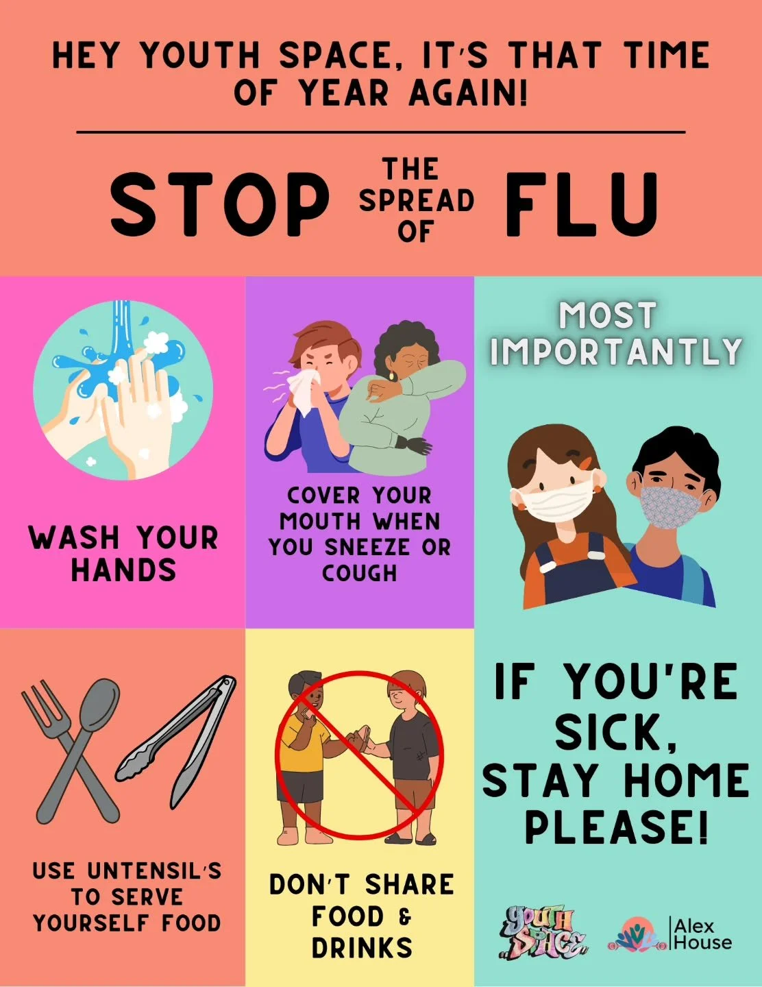 As we are coming into the cooler months just a reminder to do what we can to stop the spread of the seasonal illnesses and keep each other healthy. 

As much as we will miss you, if you are sick or unsure if you should come please think about staying