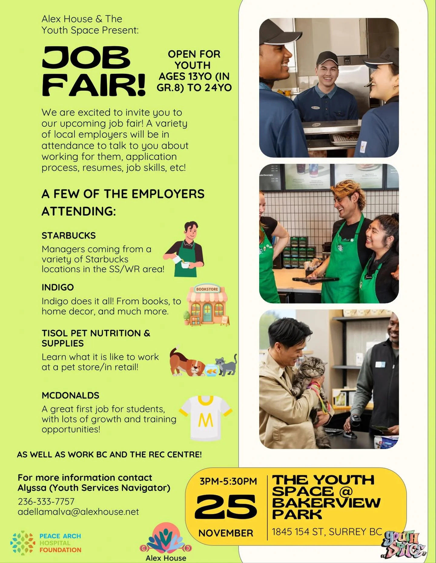 For our 13 yrs (Grade 8) - 18 yrs we have 3 exciting programs running this week.

Today Tues 25th: 3pm - 5:30pm. We have our first Youth Space Job Fair. Come down and meet with representatives from local businesses to find out more about their indust