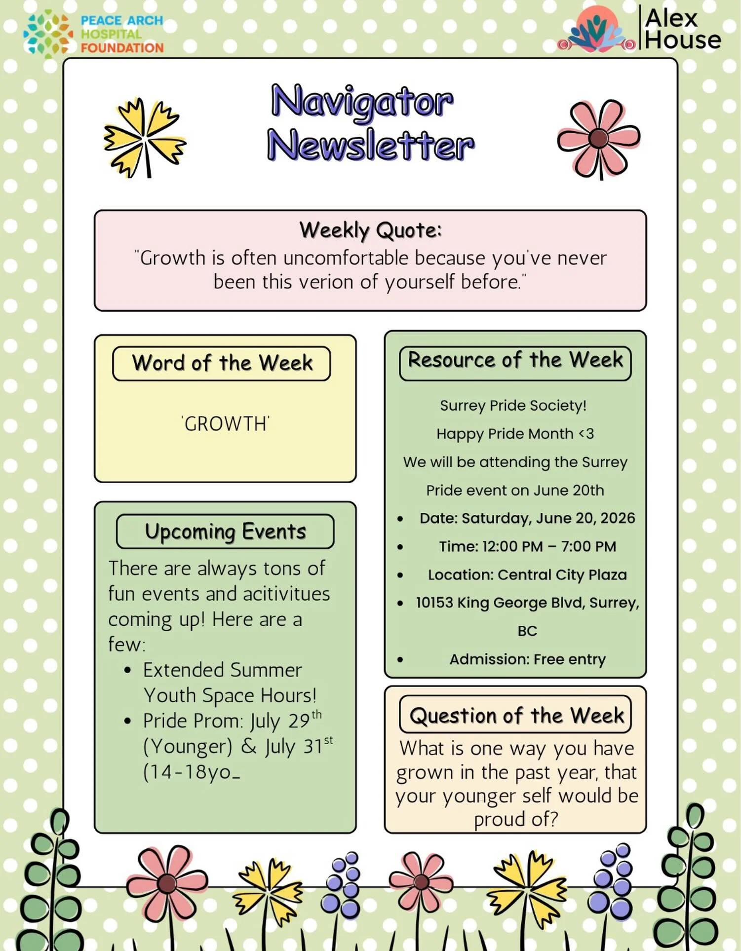 Navigator Newsletter time!! So many fun events coming up, be sure to check them out. Feel free to answer the question in comments or private message! What is one way you have grown in the past year that your younger self would be proud of?:)