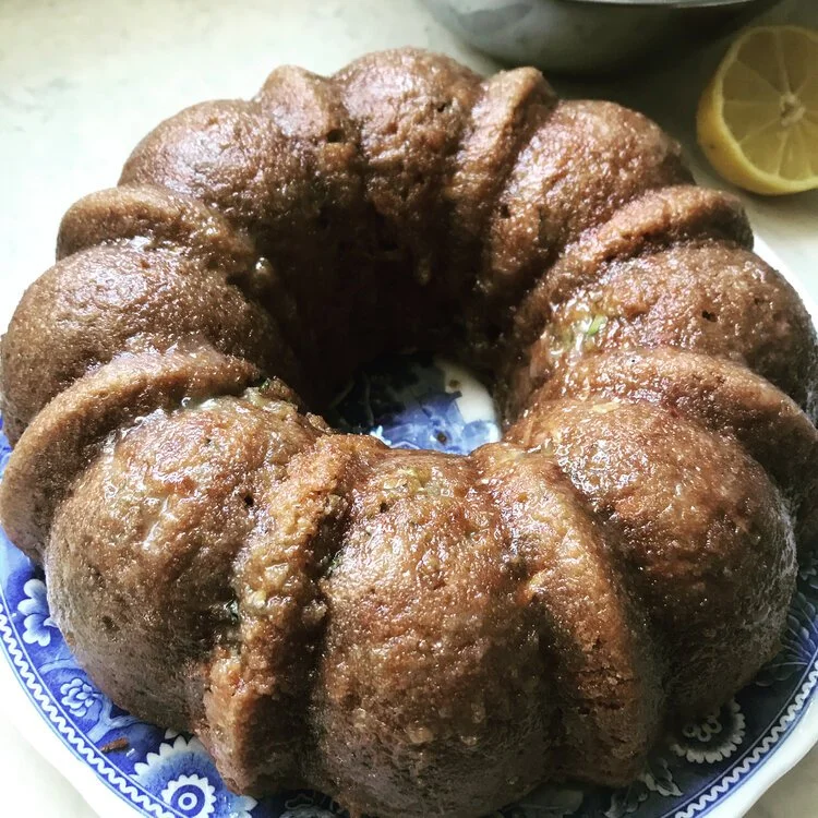 Zucchini Olive Oil Cake with Lemon Glaze