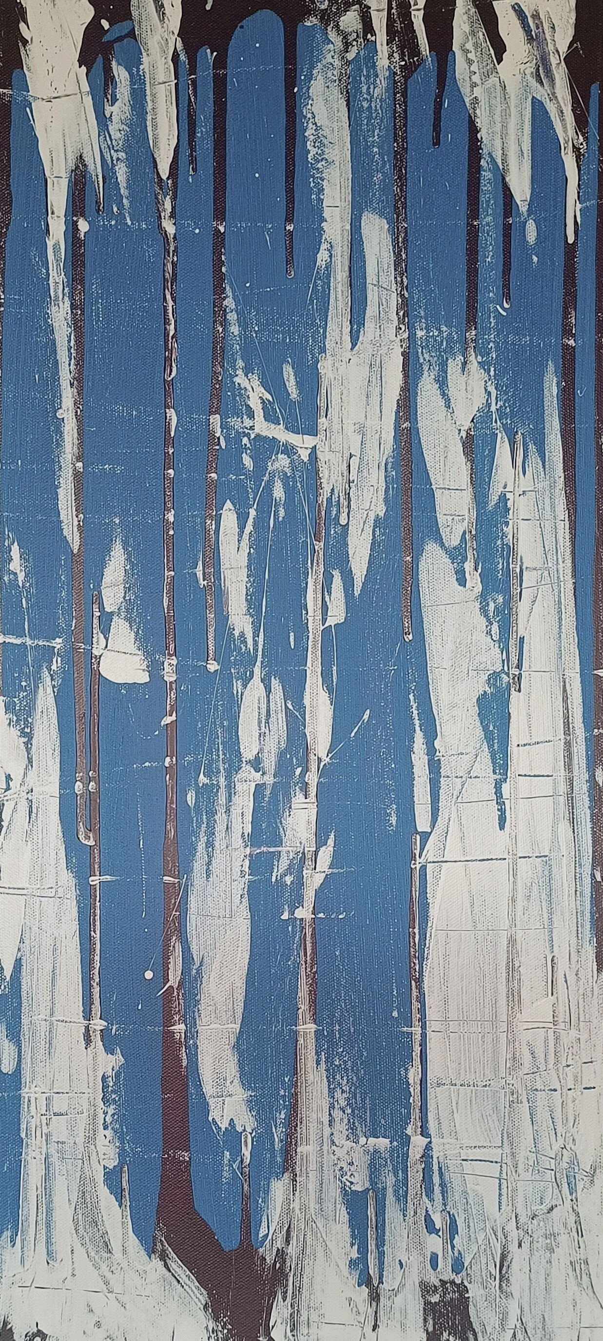 Mosi-oa-Tunya — $350. Acrylic on canvas, 50.5 × 71cm. 'The Smoke that Thunders' - white water cascading over Victoria Falls. Companion piece to Zambezi.