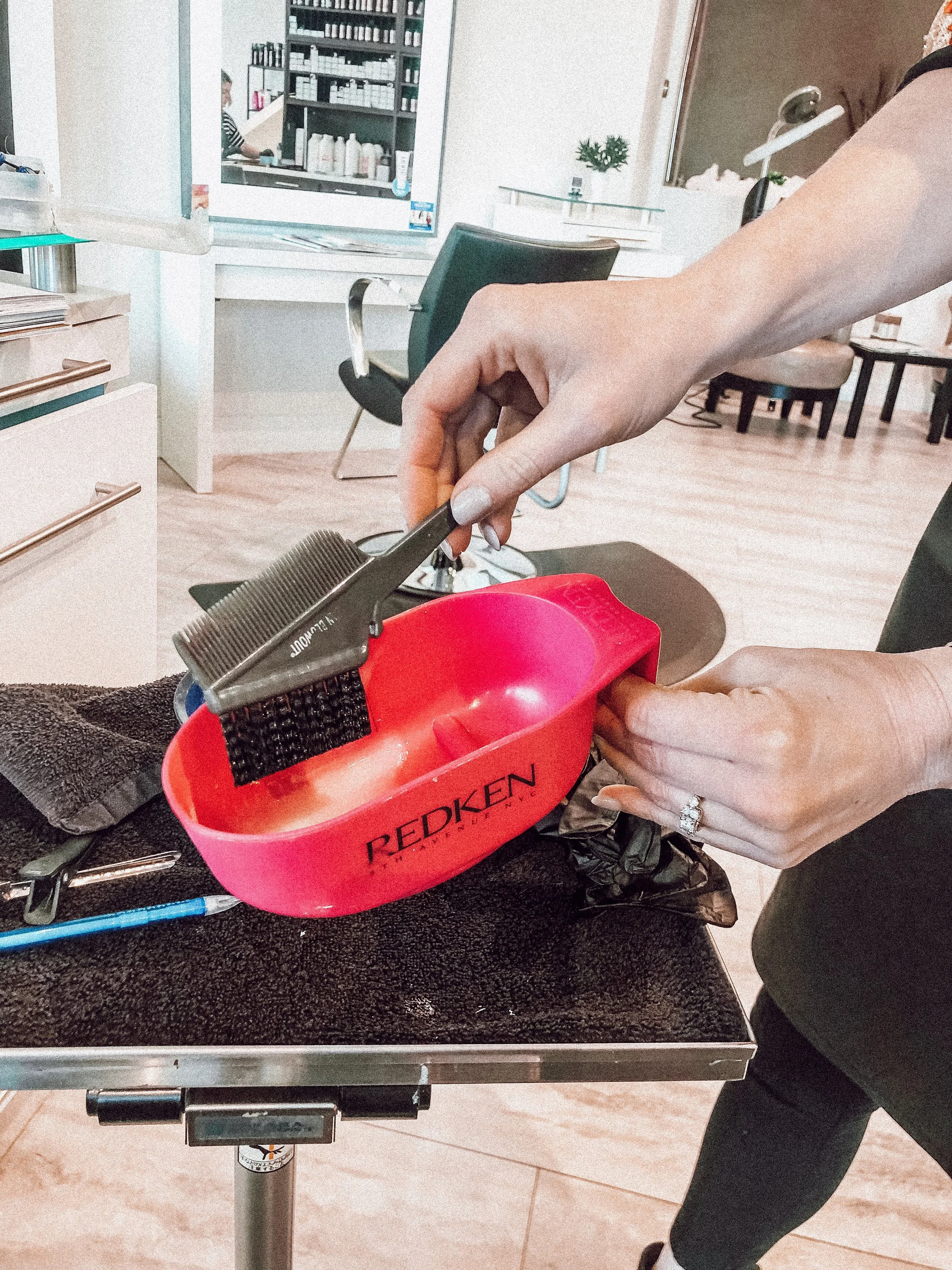 the solution and brush they use