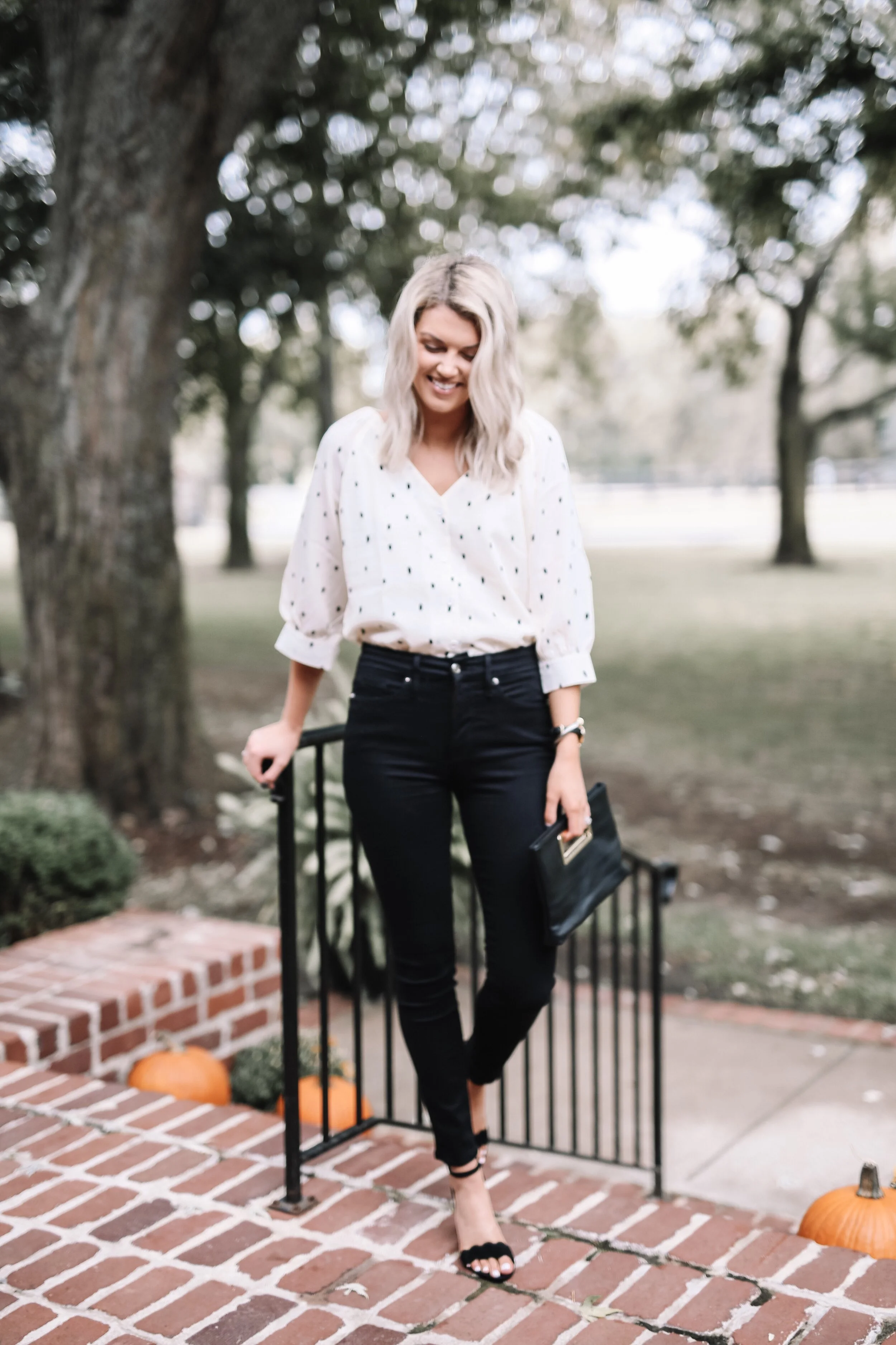 Love this top! Perfect for work and then out after! Wearing a size small. Buttons are functional.