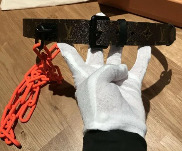 LOUIS VUITTON X VIRGIL ABLOH ORANGE CHAIN MONOGRAM BELT — ELLIOT GARNAUT