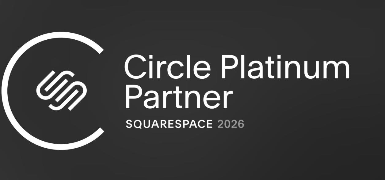 White Text on Black Background, Squarespace Circle Platinum Partner Badge
