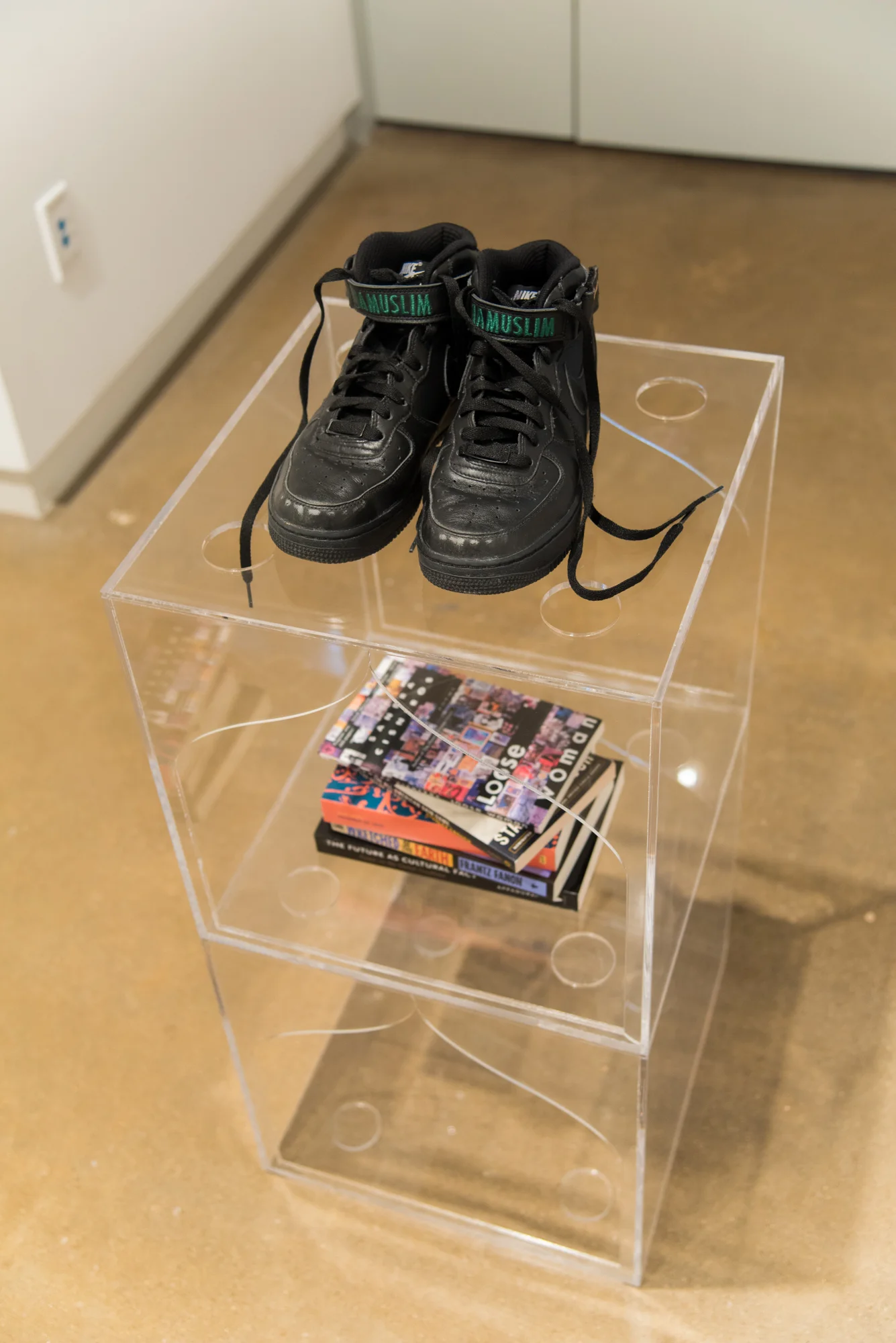 Books of Research, at Moudy Gallery at Texas Christian University, TX, Stack of books selected by the artist, 2017