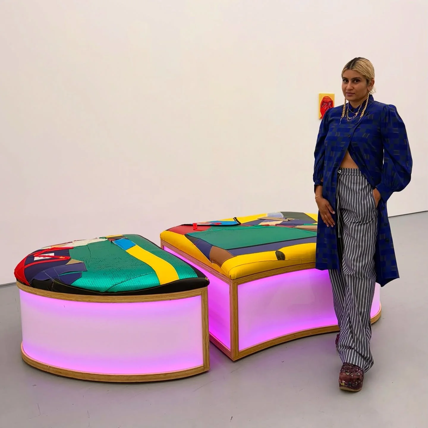 Had a great opening last night in the group show #UFO curated by @luisa.sco 

Come see my work and many other works by great artists. @ruttkowski68 

#loveceremony #sculpture #seats @baseerakhan #baseerakhan

(First image taken by @spanditamalik ⭐️)