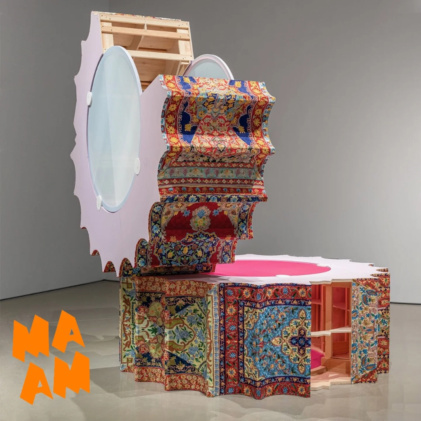 Opening a solo lobby exhibition tonight. 

Come celebrate with us if you are in Boston. 

@maamboston

MAAM unveils a new lobby installation by Baseera Khan. Titled Where We Come From, the show features a large, fractured column wrapped in Kashmiri s