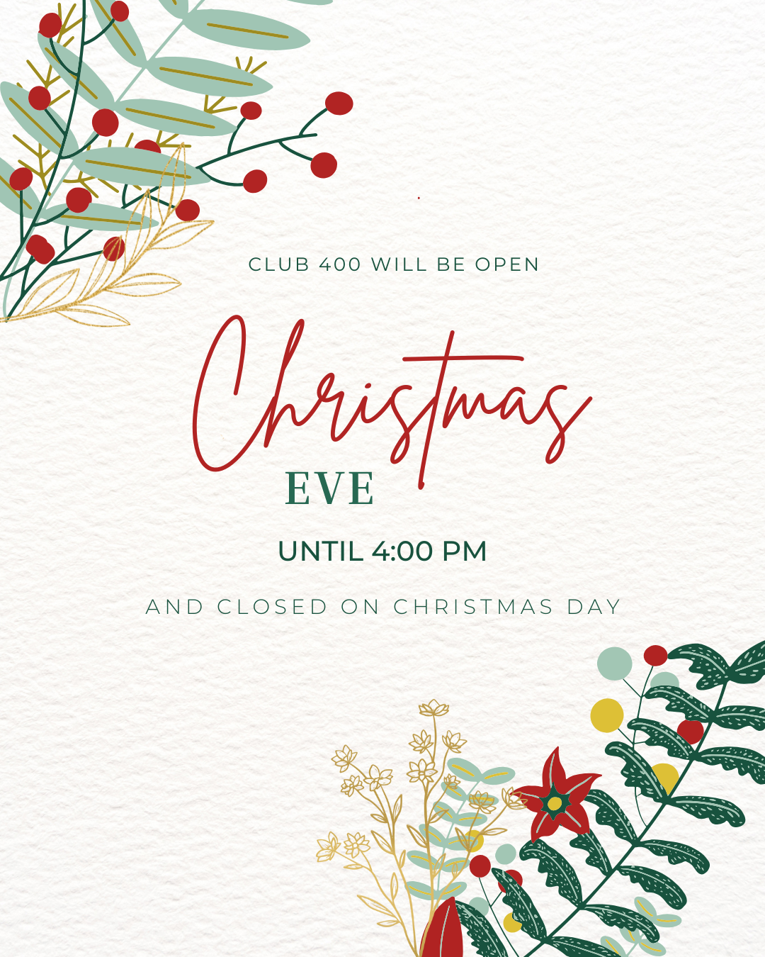 Christmas Eve Hours