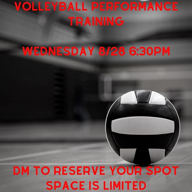 Reserve your spot!! Space is limited!!
.
.
.
.
#volleyball #volleyballtraining #sportsperformance #sportsperformancetraining #grouptraining #explosivetraining #verticaljumptraining #agilitytraining #power