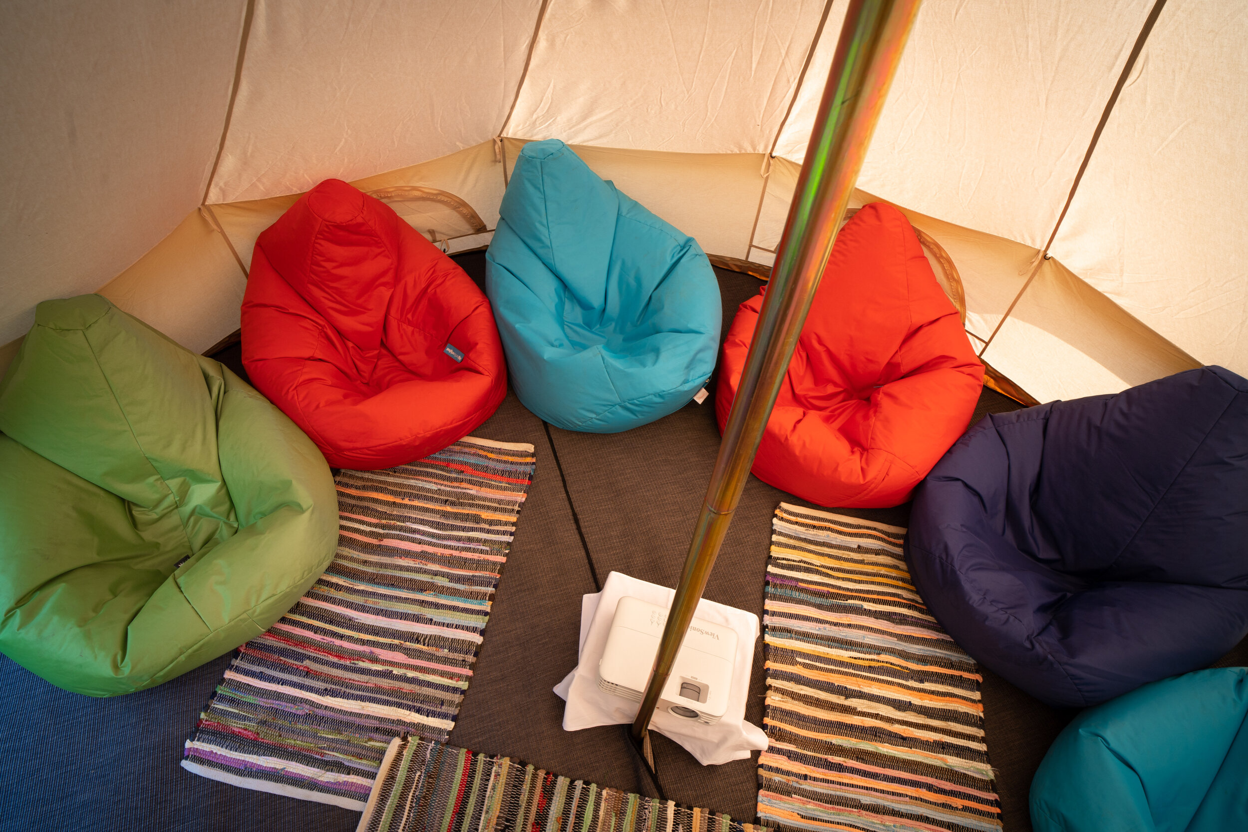 4m Bell Tent with 6 bean bags