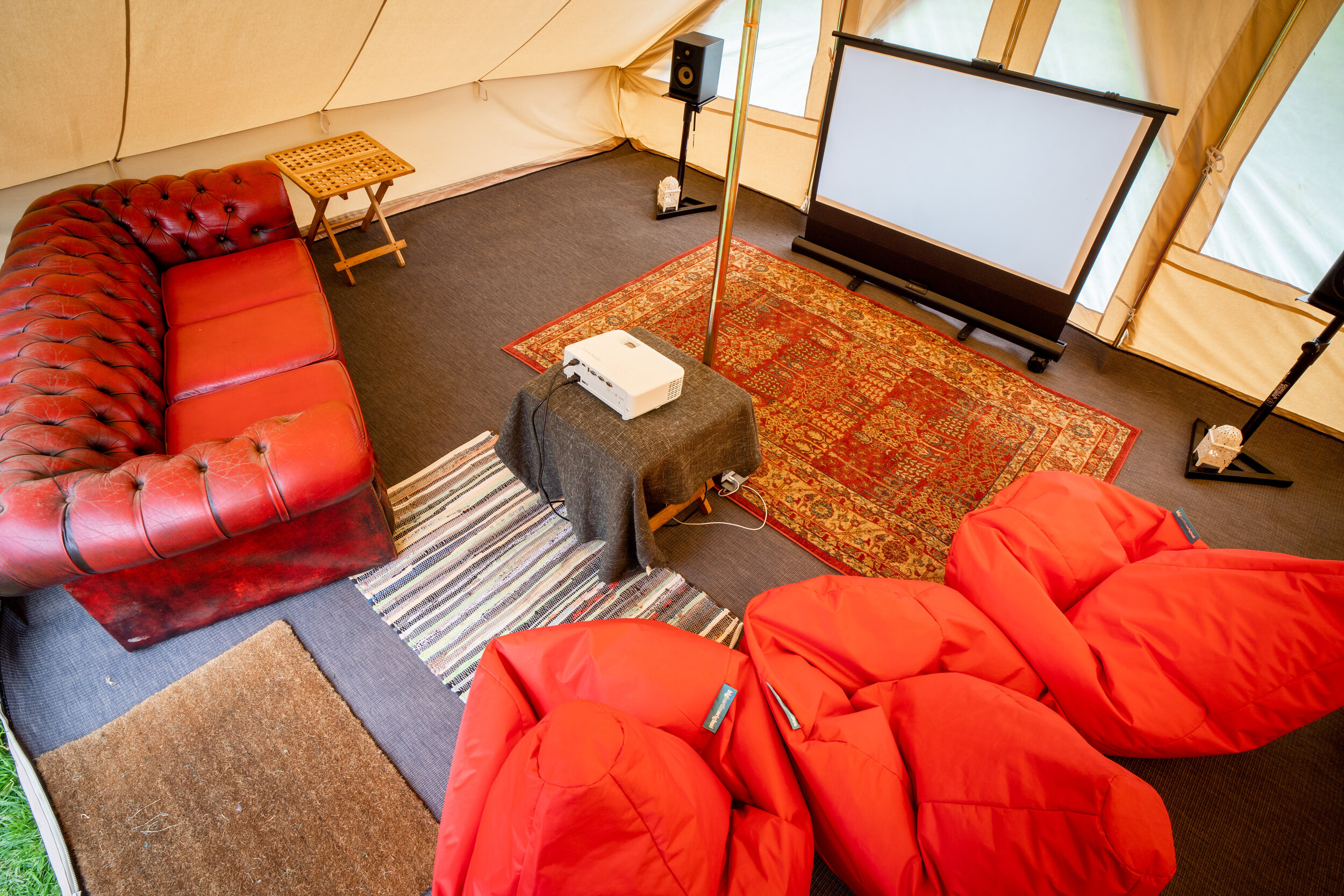 Touareg tent with chesterfield sofa and 3 bean bags