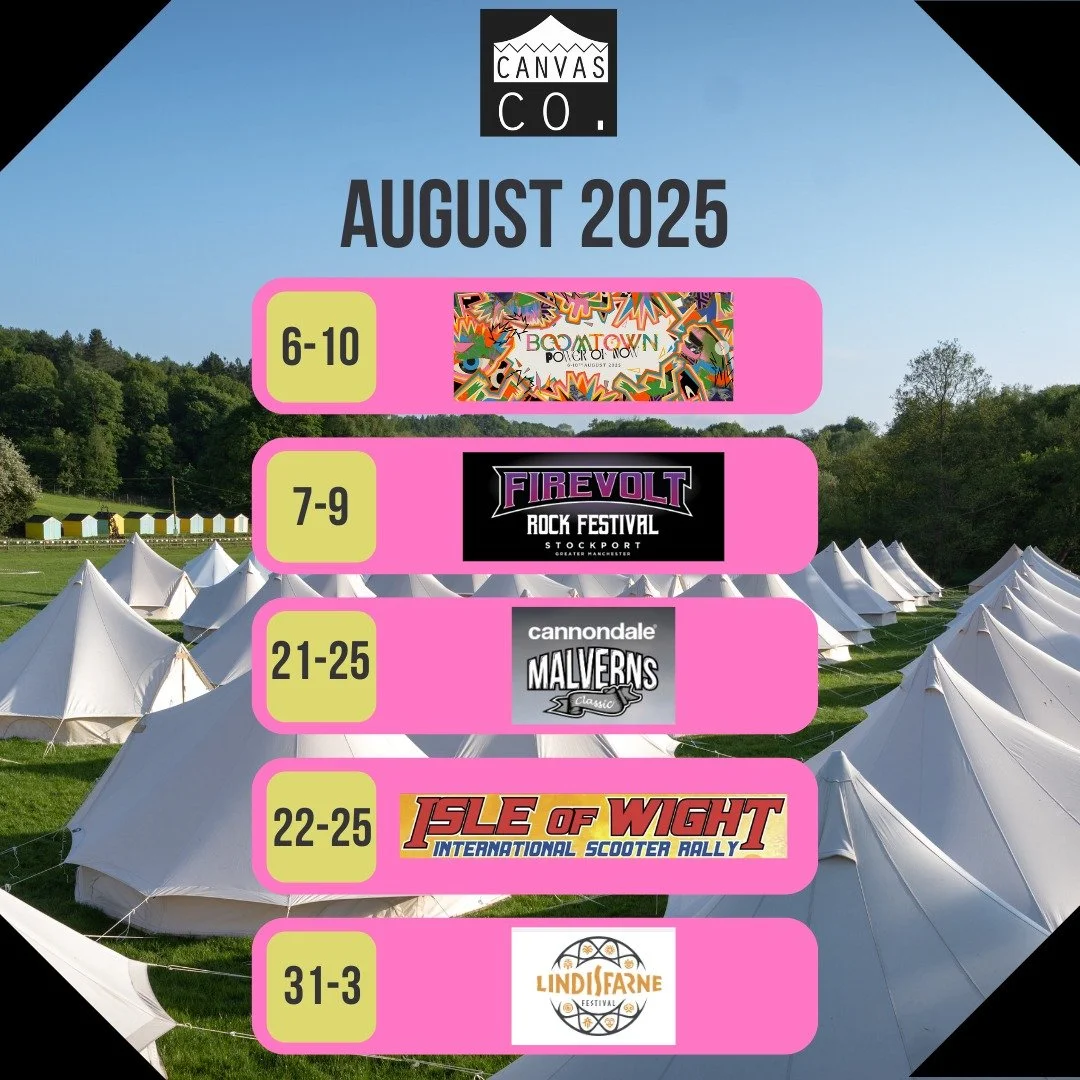 Wait, what??

It's August already? 🤯

As we dive into the final month of festival season, here's where you'll find The Canvas Co lighting up the scene:

🎪 Boomtown - Where reality gets wonderfully twisted
🏰 Lindisfarne - Island magic meets epic mu