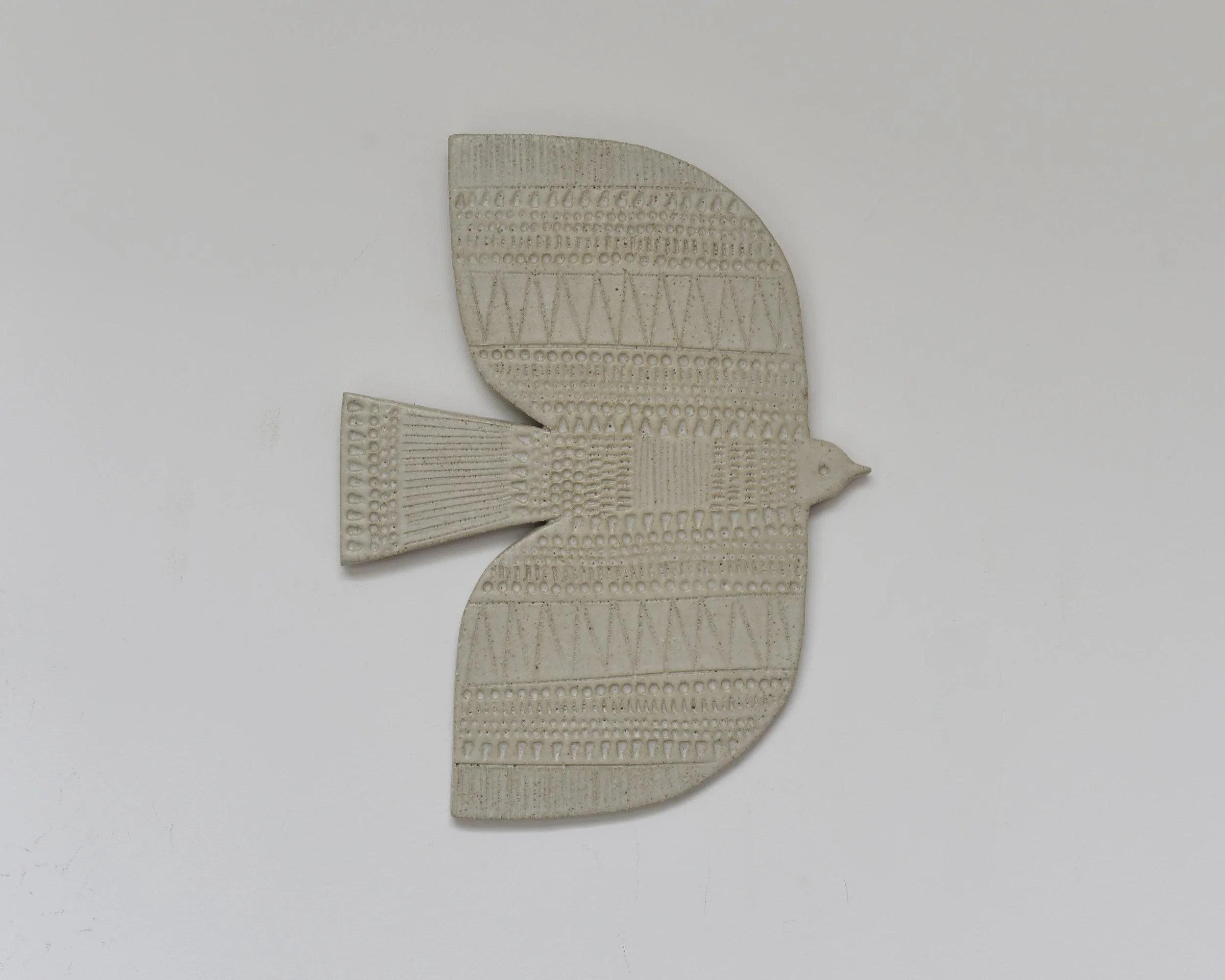 LARGER Wall Tile // Patterned Flying Bird // oatmeal No.22