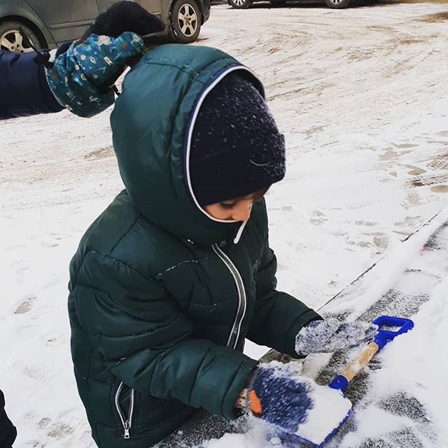 Today I got the kids outside with the idea that we will shovel snow (there was very little of it but still enough). Once out, they will play but usually I have a hard time taking them outside, when it is cold. How do you get the kids outside?

Днес и