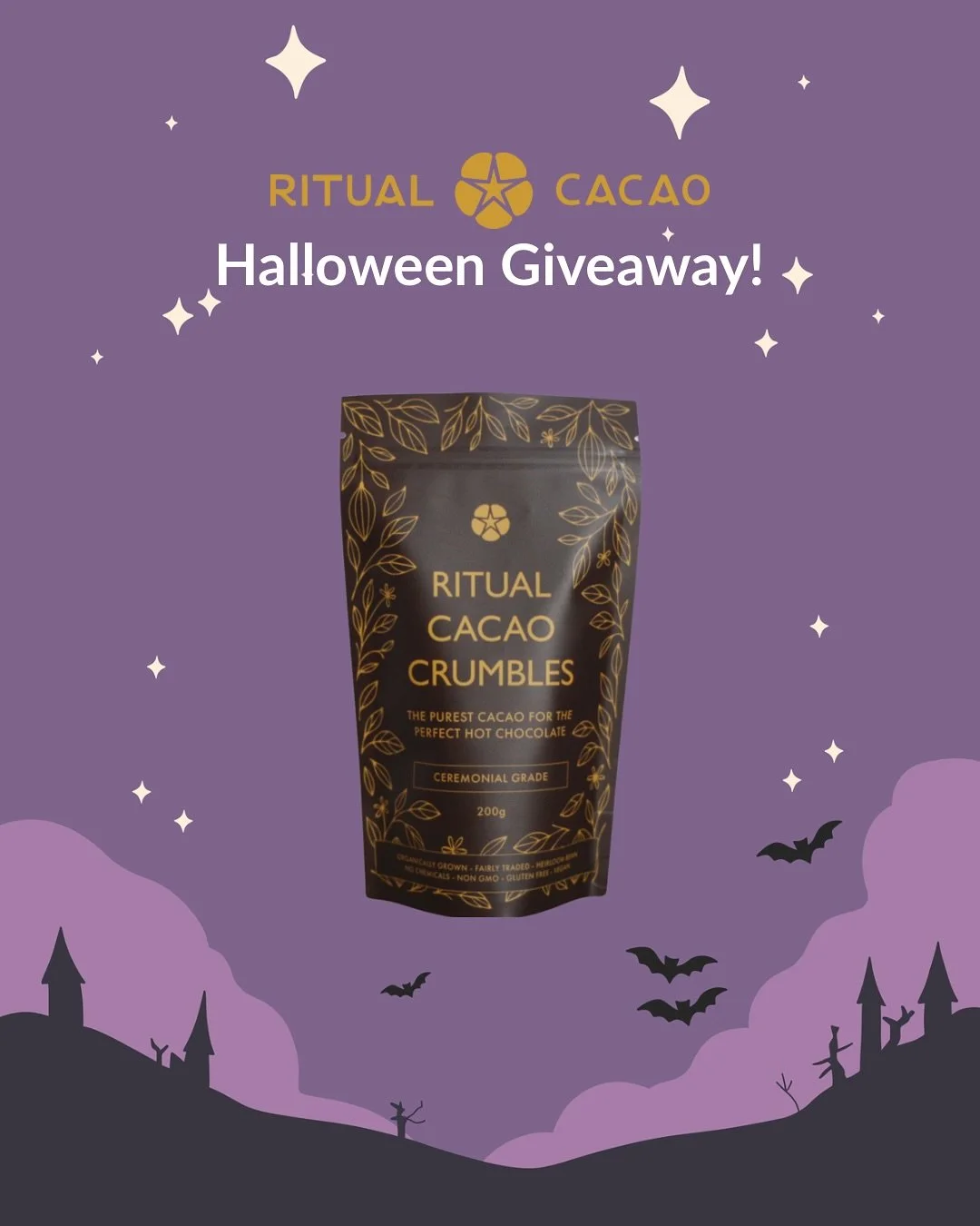 If you receive our newsletter, you&rsquo;ll know that we&rsquo;re running a Halloween Photo Competition this week!
Take part and you could win a 200g bag of our Cacao Crumbles!

📸 How to Enter:

1. Capture your spookiest, most magical photograph fea
