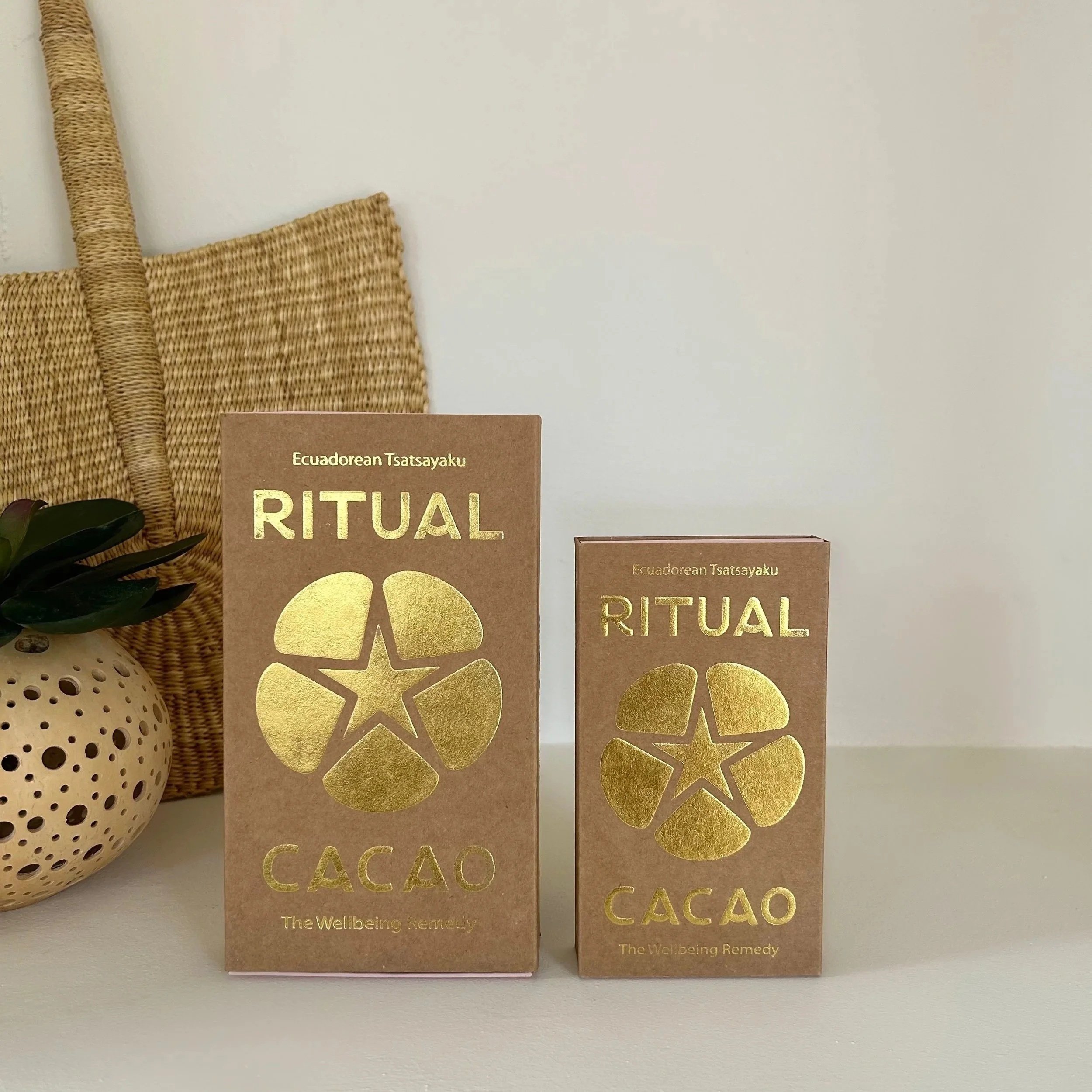 Ceremonial cacao bar in recyclable packaging