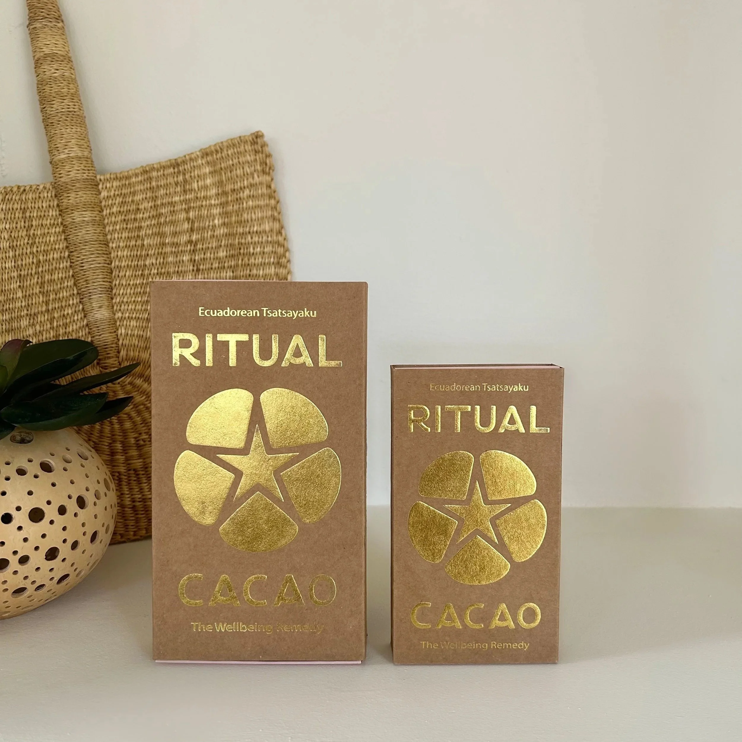 Ceremonial grade cacao bullion bar recyclable packaging
