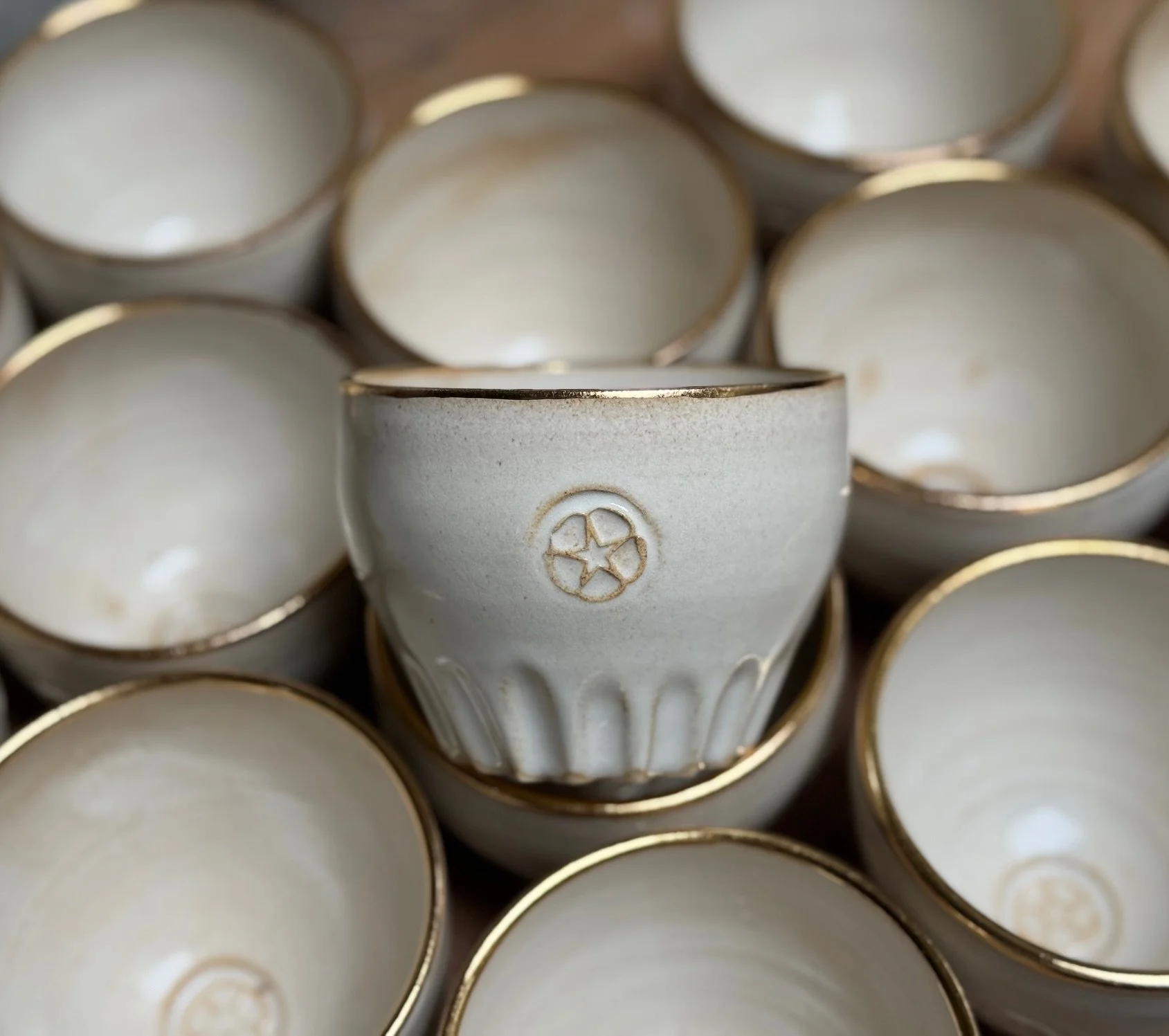 Gold Rimmed Ceramic Cacao Cup Ritual Cacao Wellness Ritual