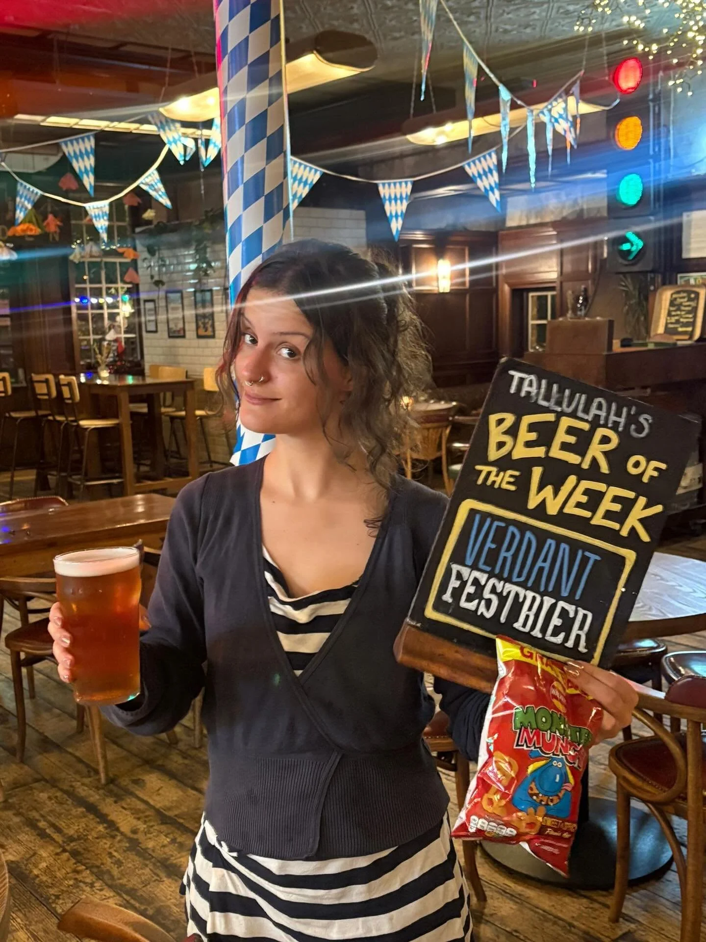 Staff beer of the week!
Tallulah&rsquo;s pick: Verdant Festbier
Crisps: sweet and spicy monster munch 

For a limited time only we will be serving Cornish Brewing Royalty&rsquo;s take on a traditional Oktoberfestbier! Served by our favourite Cornish 