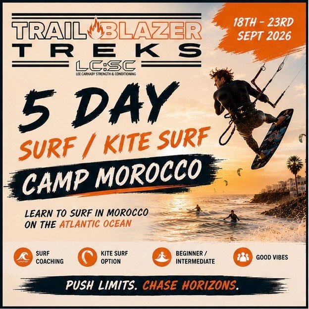 I&lsquo;M RUNNING A MOROCCAN SURF &amp; KITESURF CAMP SEPT 18th-23rd 2026 🇲🇦
Escape to the Atlantic coast of Morocco for 5 unforgettable days and nights of surf, kitesurf, sunshine, great food and good company.
Based in the beautiful coastal town o