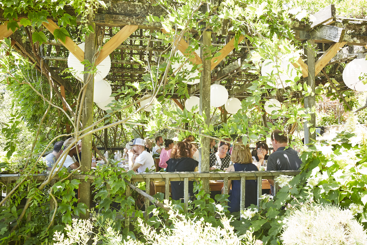 A peek into the group having lunch at the Hans Fahden vineyard. (c) Marla Aufmuth