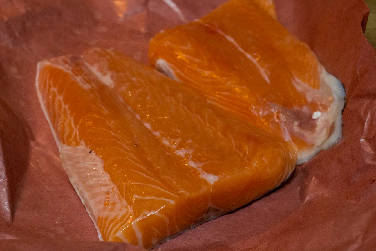 Wild Pacific Salmon tails - keep the skin on to retain the benefits of the Omega-3 fatty acids.