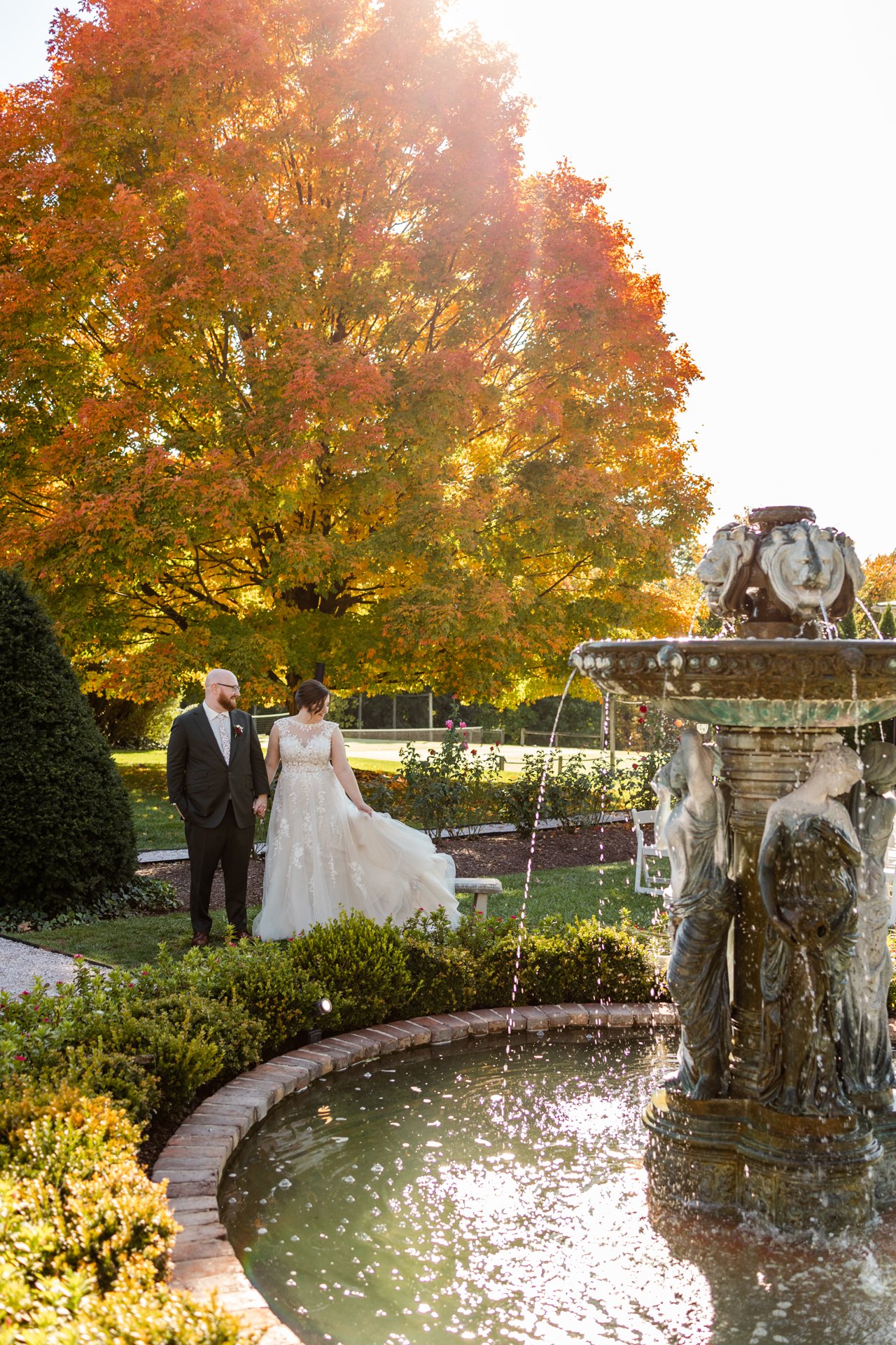 A Formal Black-and-Gold Wedding Outdoors in Indiana