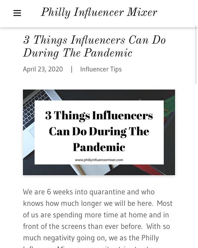 Hot off the presses #influencertips from @phillyinfluencermixer! 🤓 A great blog post is short and sweet with realistic expectations. Oh, and tomorrow they are hosting a #virtual happy hour on #IGLive at 5PM! 🍸 just another way to keep our community